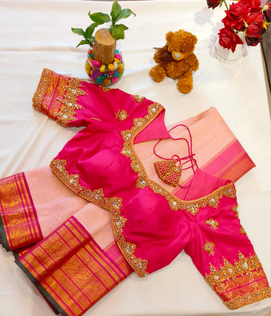 Beautiful pink hand work blouse