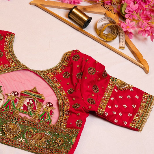 Pink heavy embroidered blouse
