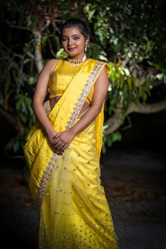 Yellow designer saree DS002
