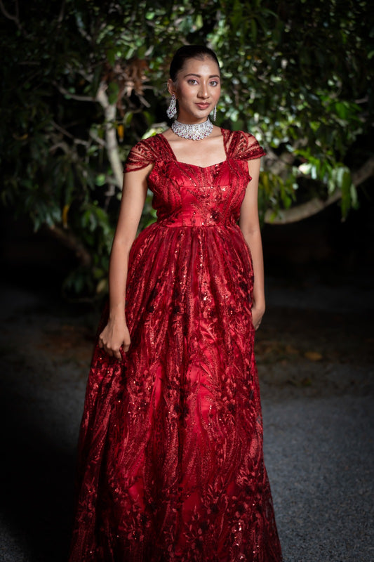 Red long gown GN023