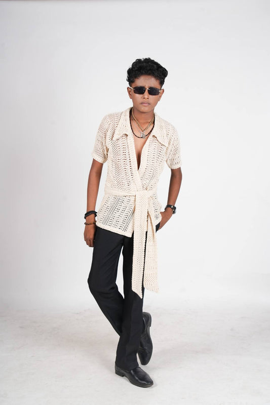 Beige crochet shirt