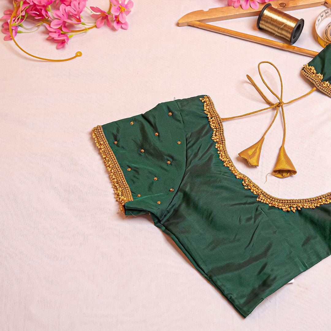 Dark green short sleeve blouse
