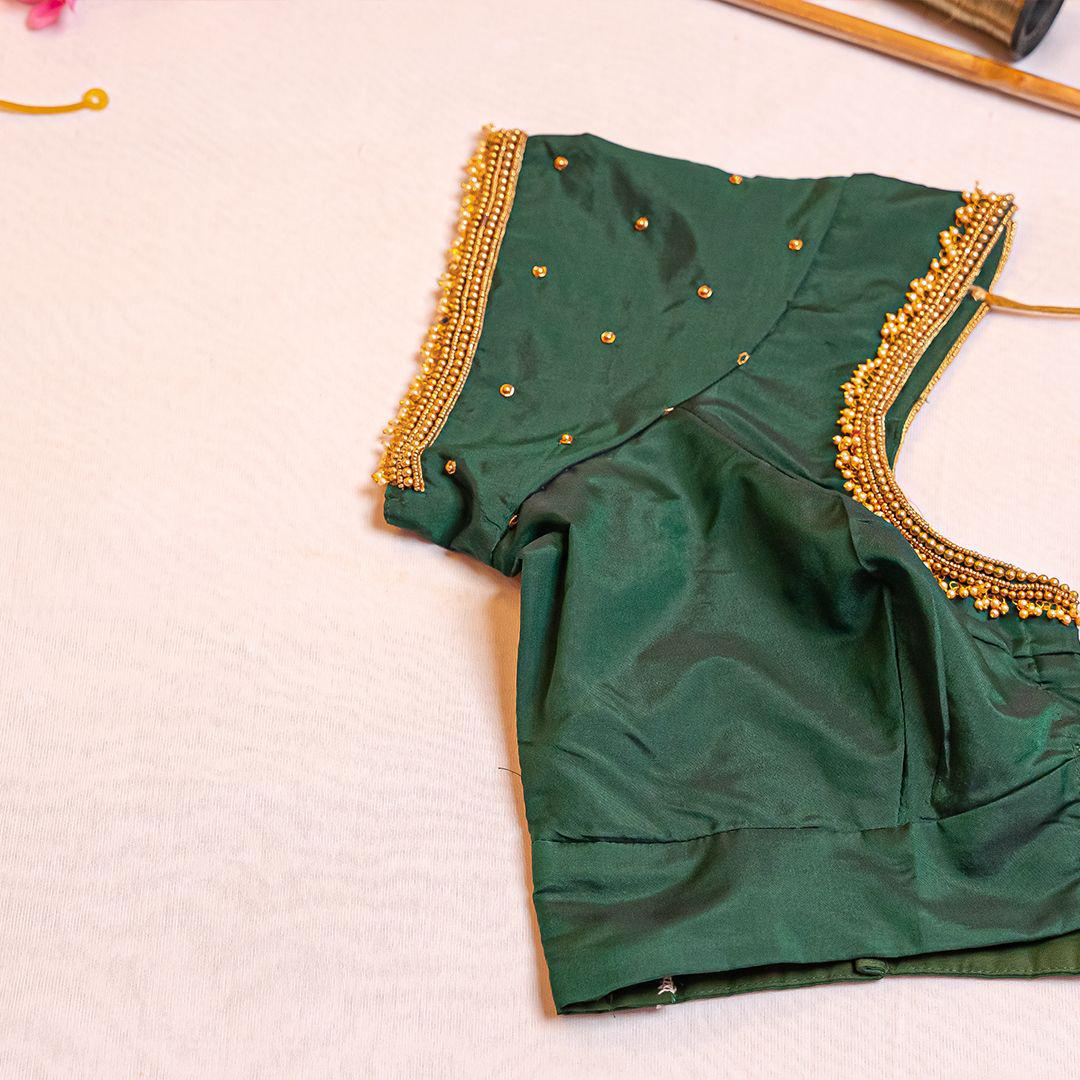 Dark green short sleeve blouse