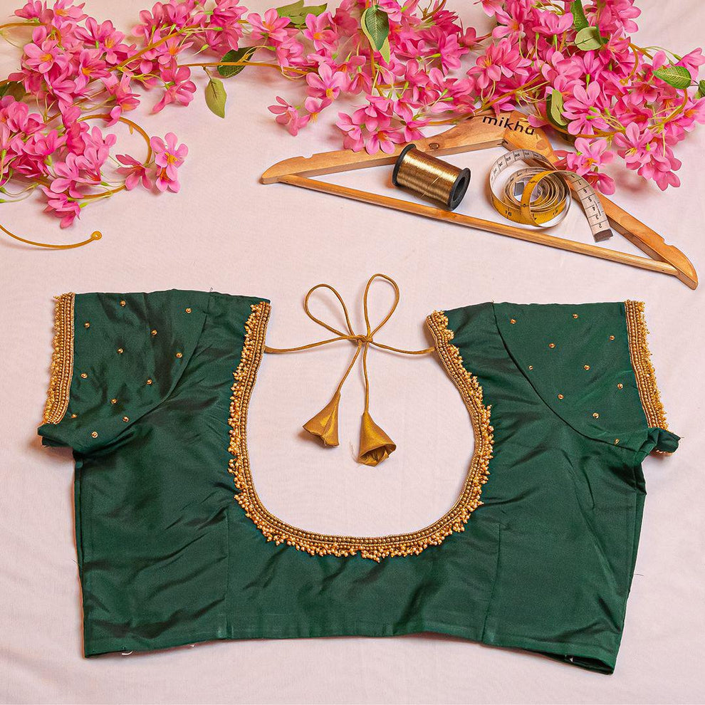 Short Sleeve Cotton Smock Blouse Light Green