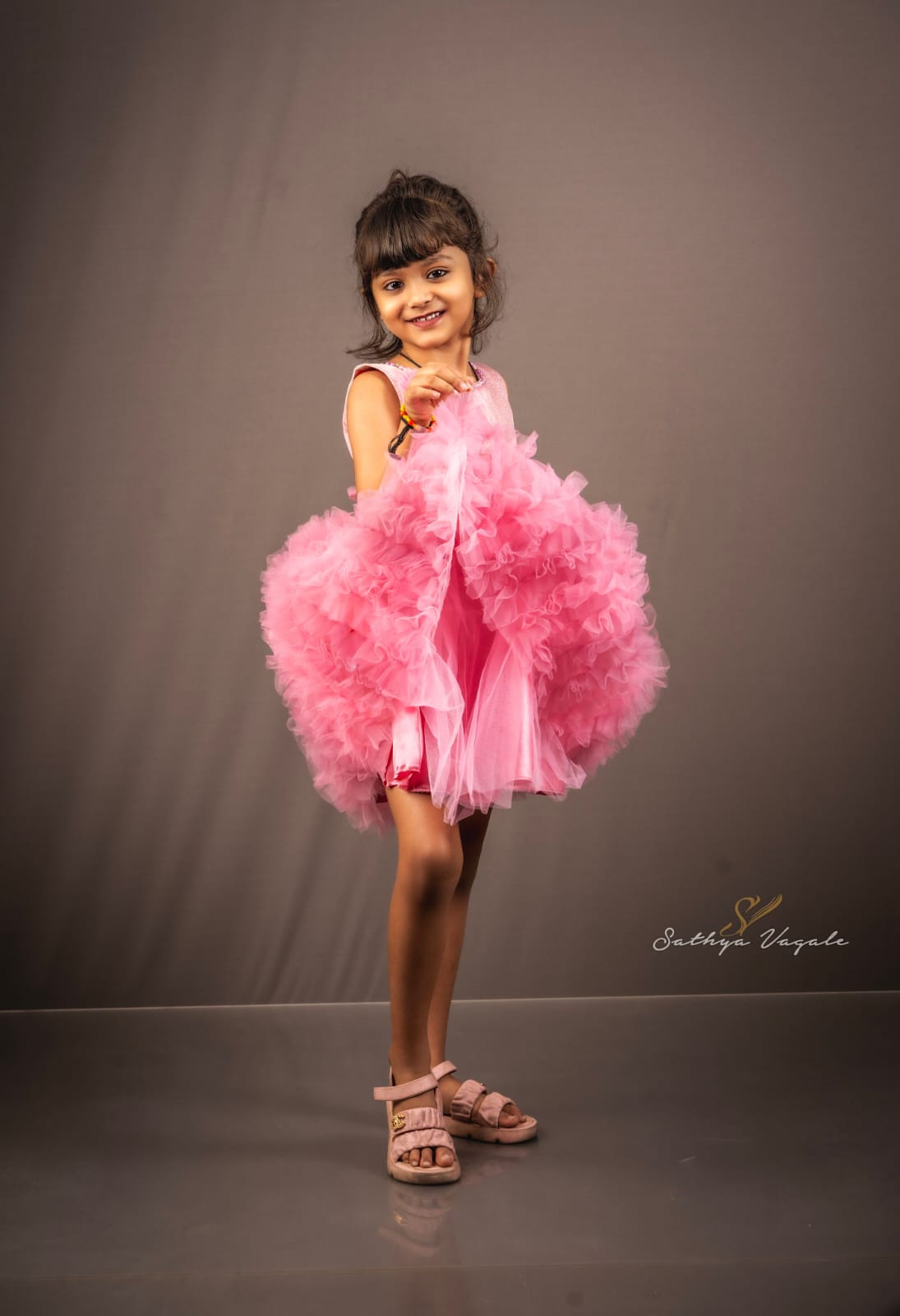 Pink Ruffled partywear frock KW006