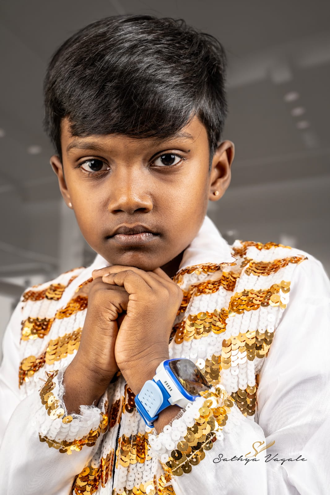 White and gold boys party wear KW013
